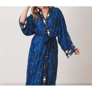 Printfresh Evening Flight Satin Robe, size S/M NWT